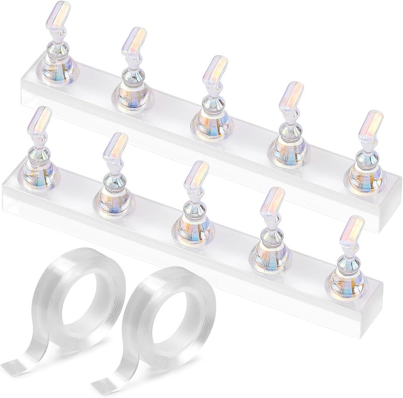 Etercycle Nail Stand for Press On Acrylic Nails Art Display Stand Nail Holder for Painting Magnetic Nails Stand with Double-sided Tape for Home DIY Salon Supplie (Clear) - Image 1